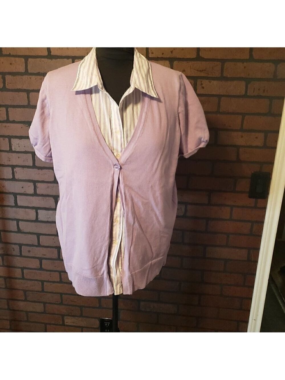 Lane Bryant Mixed Media Short Sleeve Layered Sweat